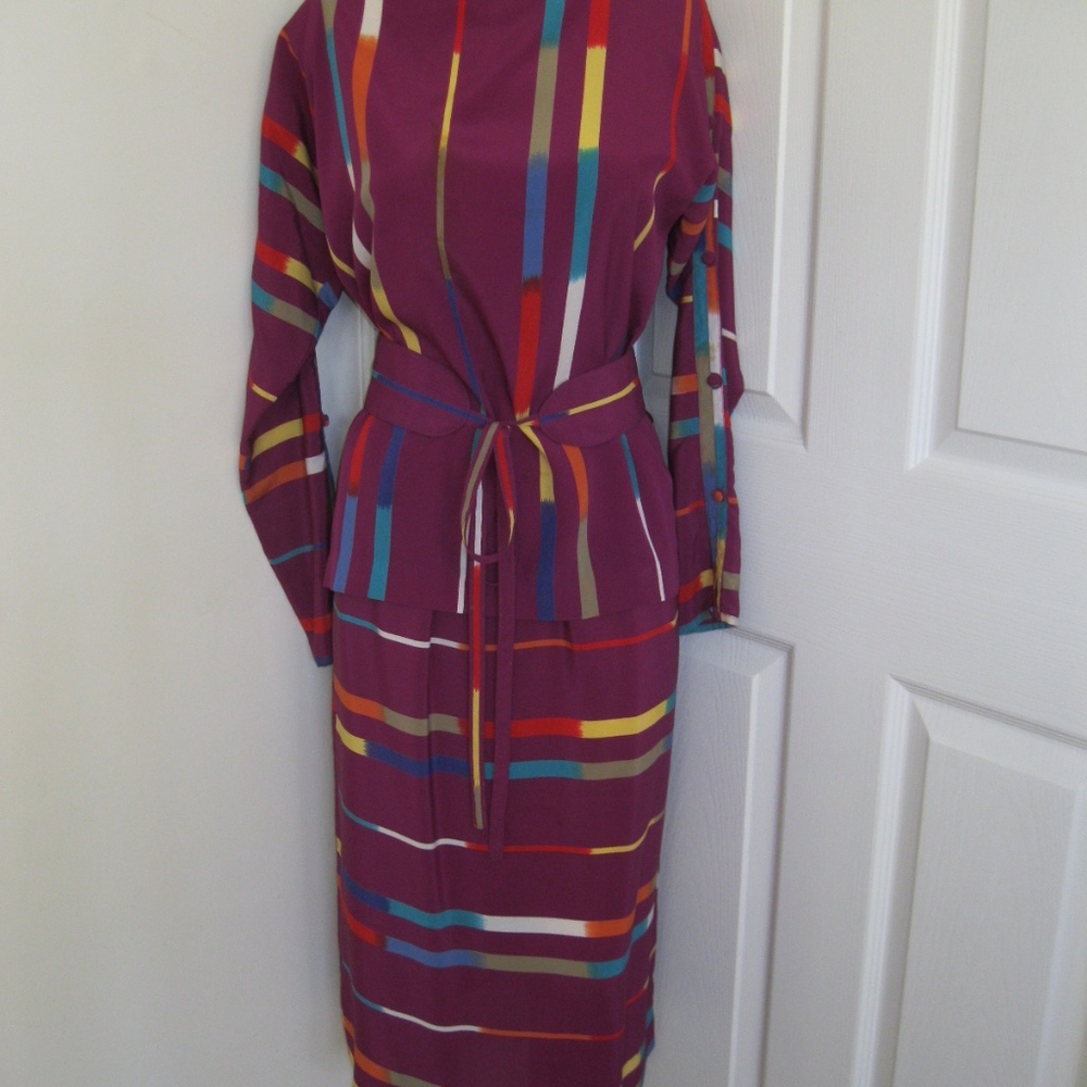 Vintage Albert Nipon 2-pc. dress, purple, Sz 4